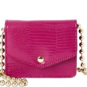 Wallet Faux Leather Clutch Pink Womens Credit Card NO BO Micro chain bag